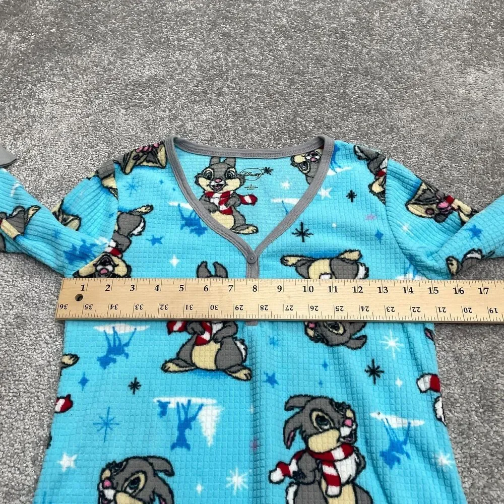 Disney Bambi Thumper Pajama Dress Girls Blue Long Sleeve Graphic  Sleepwear - Picture 9 of 11